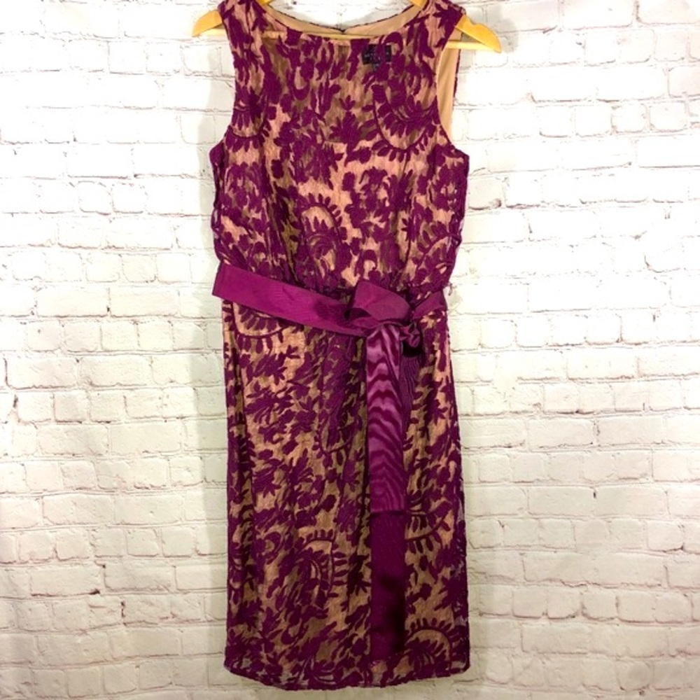 Adrianna Papell Lace Sheath Dress W/Nude Lining